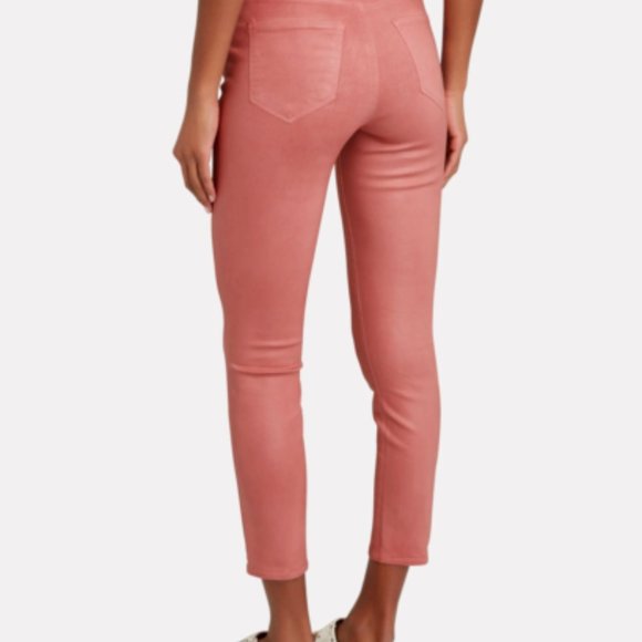 SOLD! L’AGENCE Margot High Rise Skinny Jeans Coated Dusty Rose - Picture 3 of 15